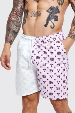 Mid Length Spliced Swim Shorts -Ocean Streetwear male multi mid length spliced swim shorts 3