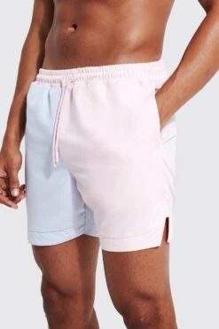 Mid Spliced Basketball Shape Swim Shorts -Ocean Streetwear male multi mid spliced basketball shape swim shorts 3