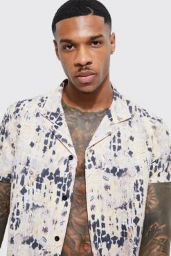 Short Sleeve Abstract Animal Shirt And Swim Set -Ocean Streetwear male multi short sleeve abstract animal shirt and swim set 3