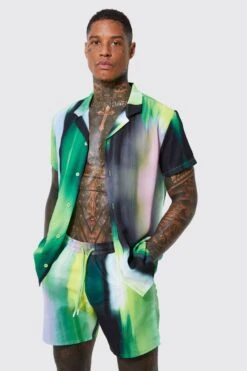Short Sleeve Abstract Colourblock Shirt & Swim -Ocean Streetwear male multi short sleeve abstract colourblock shirt swim 3