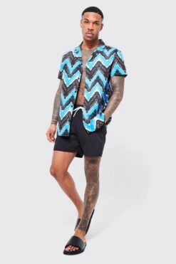 Short Sleeve Aztec Shirt And Swim Set