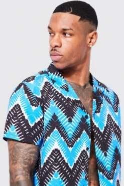 Short Sleeve Aztec Shirt And Swim Set -Ocean Streetwear male multi short sleeve aztec shirt and swim set 3