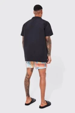 Ocean Streetwear -Ocean Streetwear male multi short sleeve aztec swim short and shirt set 1