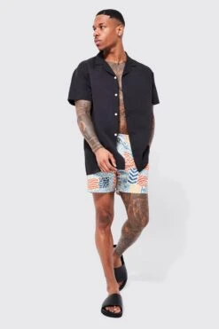 Short Sleeve Aztec Swim Short And Shirt Set