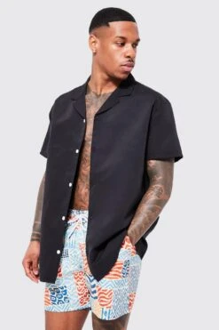 Short Sleeve Aztec Swim Short And Shirt Set -Ocean Streetwear male multi short sleeve aztec swim short and shirt set 3