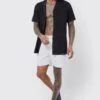 Short Sleeve Contrast Stitch Revere Shirt & Swim Short Set