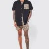 Short Sleeve Leopard Pocket Shirt And Swim Set
