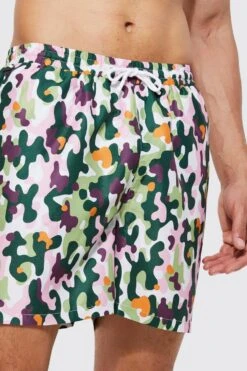 Tall Short Length Camo Swim Shorts -Ocean Streetwear male multi tall short length camo swim shorts 3