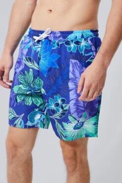 Tall Mid Length 2 Pack Print & Plain Swim Shorts -Ocean Streetwear male navy tall mid length 2 pack print plain swim shorts 3
