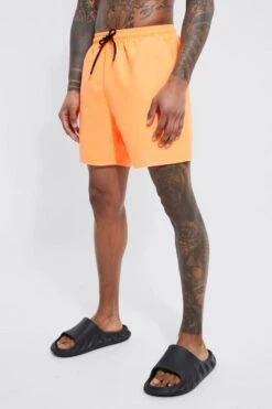 Mid Length Plain Swim Shorts