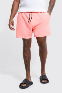 Plus Mid Length Plain Swim Shorts
