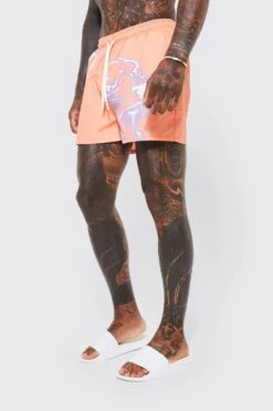 Short Length Graphic Swim Shorts