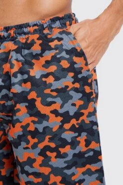 Tall Mesh Camo Basketball Swim -Ocean Streetwear male orange tall mesh camo basketball swim 3
