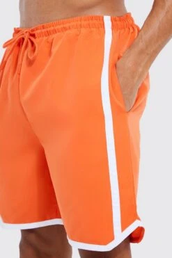 Tall Mid Basketball Tape Swim Shorts -Ocean Streetwear male orange tall mid basketball tape swim shorts 3