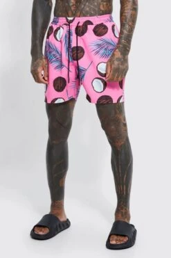 Mid Length Novelty Coconut Swim Shorts