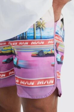 Oversized T-shirt & Graphic Swim Short Set -Ocean Streetwear male pink oversized t shirt graphic swim short set 2