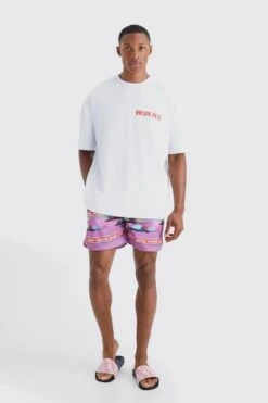 Oversized T-shirt & Graphic Swim Short Set