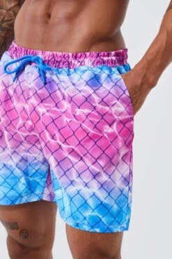 Reflective Mid Length Swim -Ocean Streetwear male pink reflective mid length swim 3