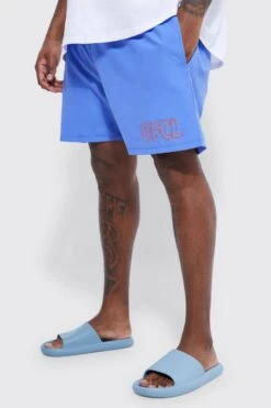 Plus Mid Length Embroidered Ofcl Swim Shorts