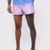 Short Length Ombre Split Hem Swim Shorts