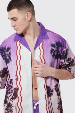 Tall Boxy Oversized Slub Shirt & Swim Set -Ocean Streetwear male purple tall boxy oversized slub shirt swim set 3