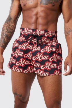 Fighter Man Print Swim Shorts -Ocean Streetwear male red fighter man print swim shorts 3