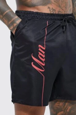 Mid Length Man Line Swim Shorts -Ocean Streetwear male red mid length man line swim shorts 3