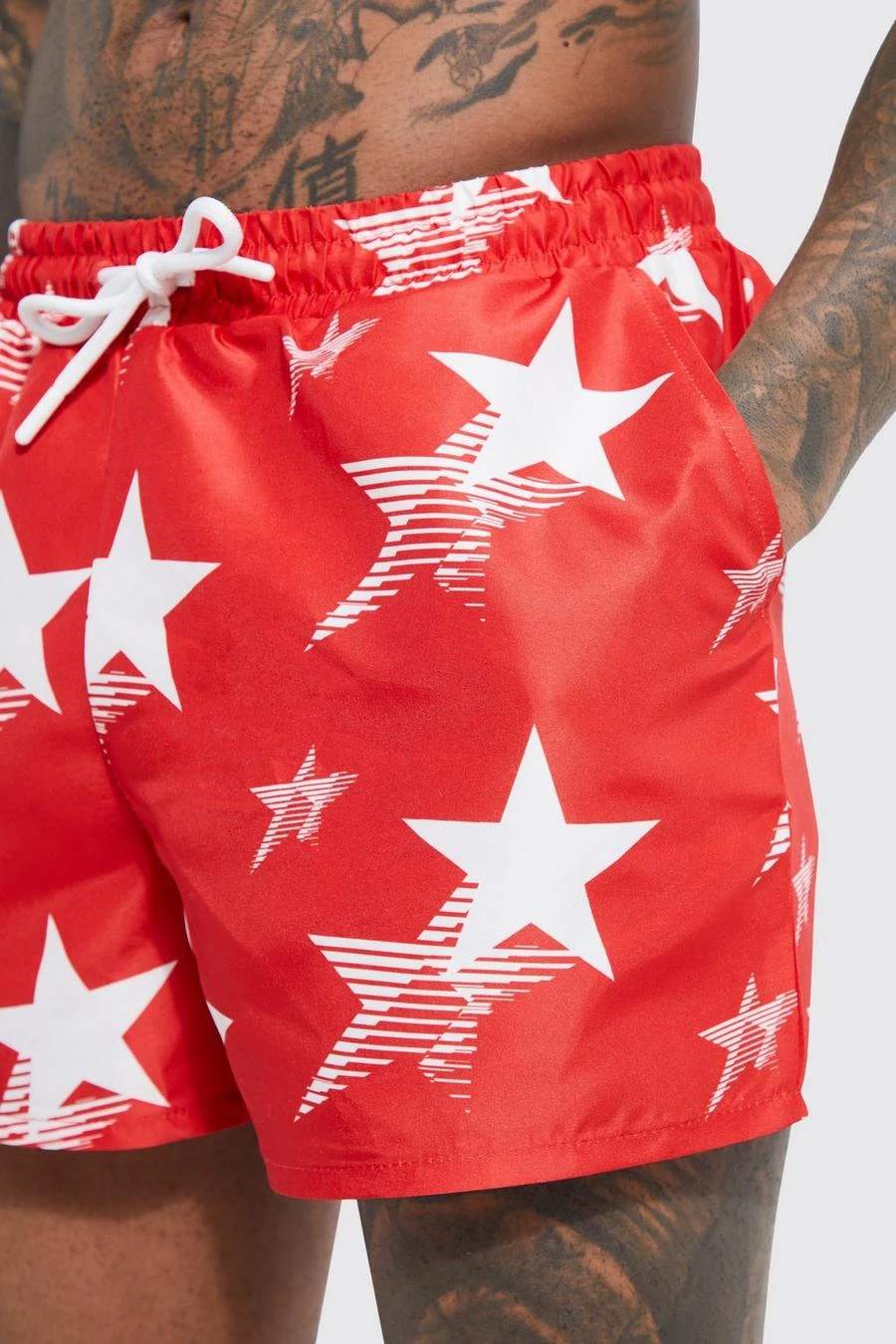 Short Length Star Split Hem Swim Shorts 4 Short Length Star Split Hem Swim Shorts - Image 4