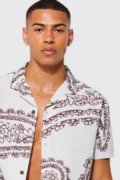 Short Sleeve Pastel Bandana Shirt And Swim Short -Ocean Streetwear male stone short sleeve pastel bandana shirt and swim short 3