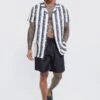 Short Sleeve Revere Linen Stripe Shirt & Swim Short Set