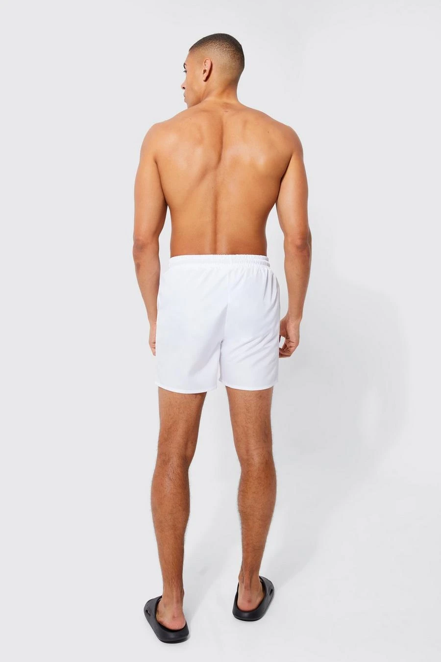Mid Length Plain Drawcord Detail Swim Shorts 2 Mid Length Plain Drawcord Detail Swim Shorts - Image 2
