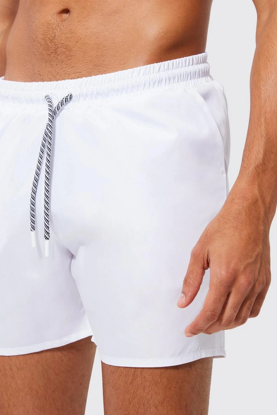 Mid Length Plain Drawcord Detail Swim Shorts 4 Mid Length Plain Drawcord Detail Swim Shorts - Image 4