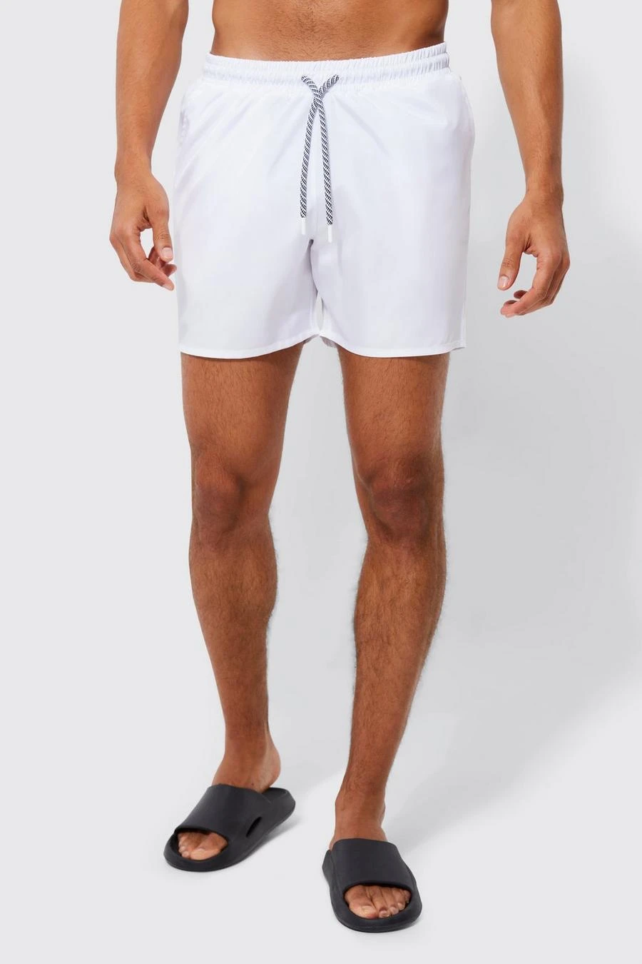 Mid Length Plain Drawcord Detail Swim Shorts 1 Mid Length Plain Drawcord Detail Swim Shorts