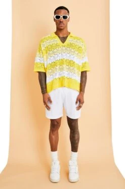 Mid Length Seersucker Swim Shorts -Ocean Streetwear male white mid length seersucker swim shorts 2