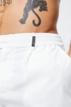 Smart Waistband Short Tailored Swim Shorts 6 Smart Waistband Short Tailored Swim Shorts -Ocean Streetwear male white smart waistband short tailored swim shorts 2