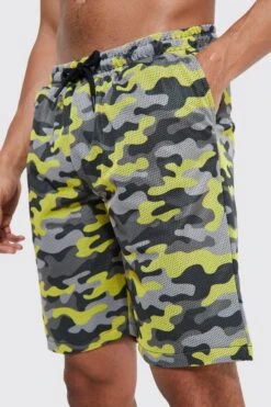 Mesh Camo Basketball Swim -Ocean Streetwear male yellow mesh camo basketball swim 3