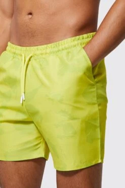 Mid Length Graphic Swim Shorts -Ocean Streetwear male yellow mid length graphic swim shorts 3